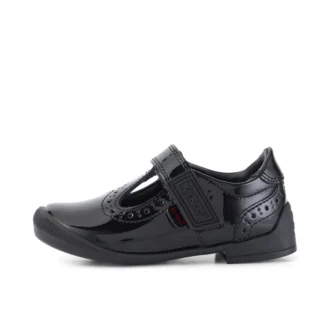 Bridie Brogue T-Vel για κορίτσια, μαύρο λουστρίνι