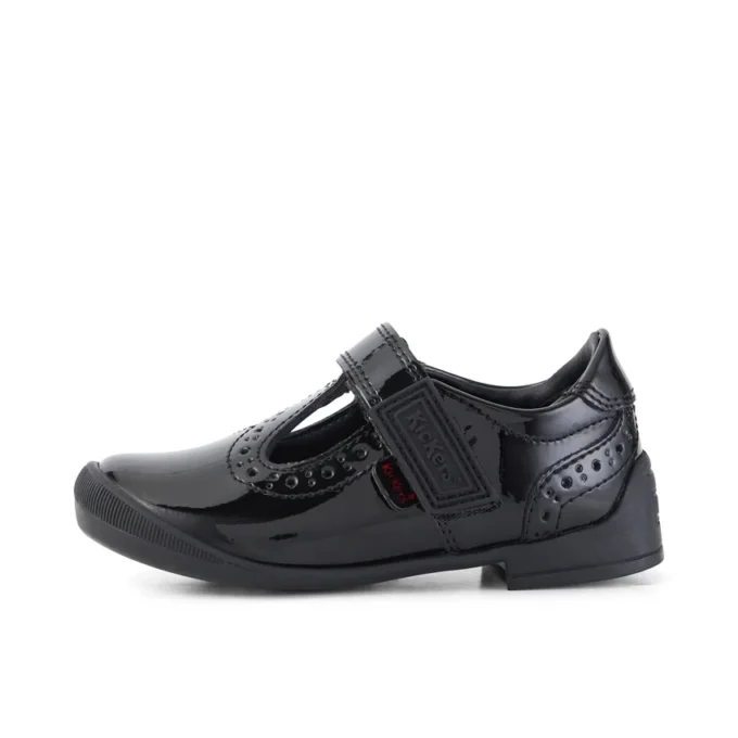 Bridie Brogue T-Vel για κορίτσια, μαύρο λουστρίνι Bridie Brogue T-Vel για κορίτσια, μαύρο λουστρίνι