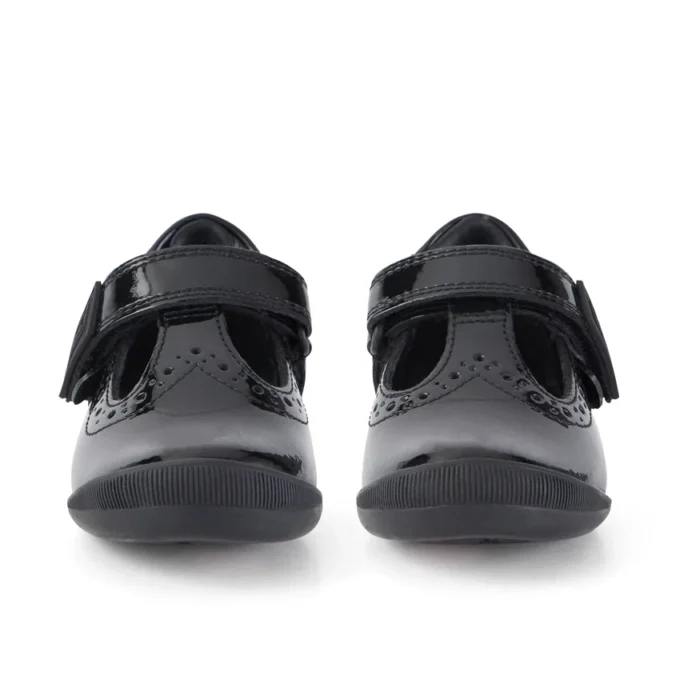 Bridie Brogue T-Vel για κορίτσια, μαύρο λουστρίνι Bridie Brogue T-Vel για κορίτσια, μαύρο λουστρίνι