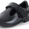 Bridie Brogue T-Vel για κορίτσια, μαύρο λουστρίνι Bridie Brogue T-Vel για κορίτσια, μαύρο λουστρίνι