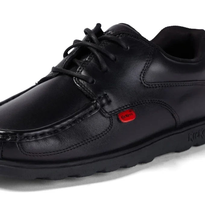 Fragma Lace 4 Eyelet Leather Black για εφήβους