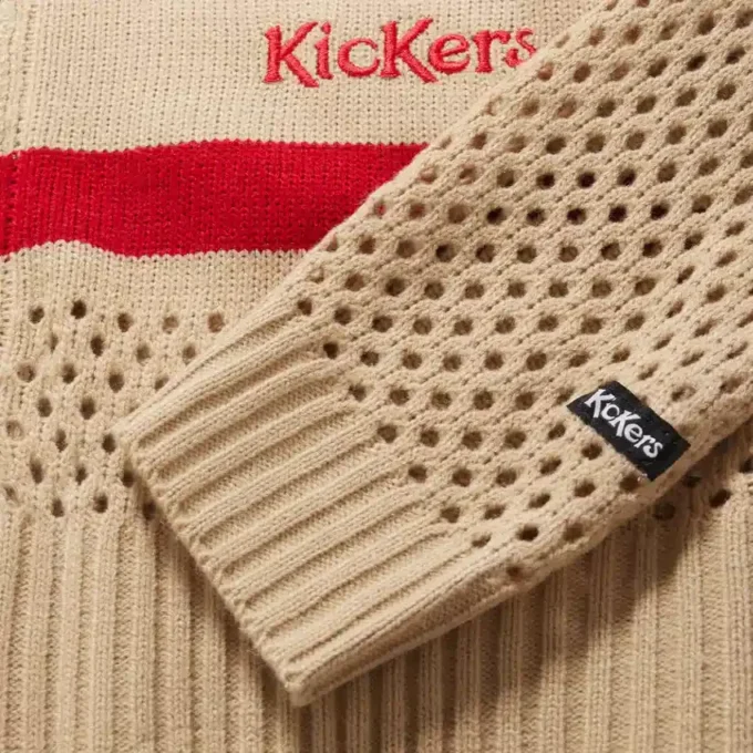 Γυναικείο πλεκτό πουκάμισο με φερμουάρ Kickers Λευκό Γυναικείο πλεκτό πουκάμισο με φερμουάρ Kickers Λευκό