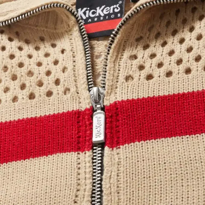 Γυναικείο πλεκτό πουκάμισο με φερμουάρ Kickers Λευκό Γυναικείο πλεκτό πουκάμισο με φερμουάρ Kickers Λευκό