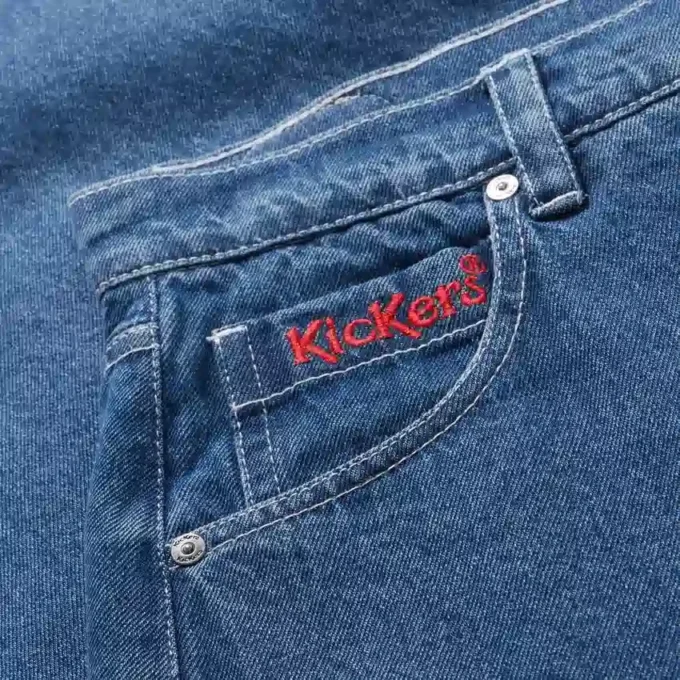 Γυναικείο τζιν Kickers Classic Barrel Leg, μπλε Γυναικείο τζιν Kickers Classic Barrel Leg, μπλε