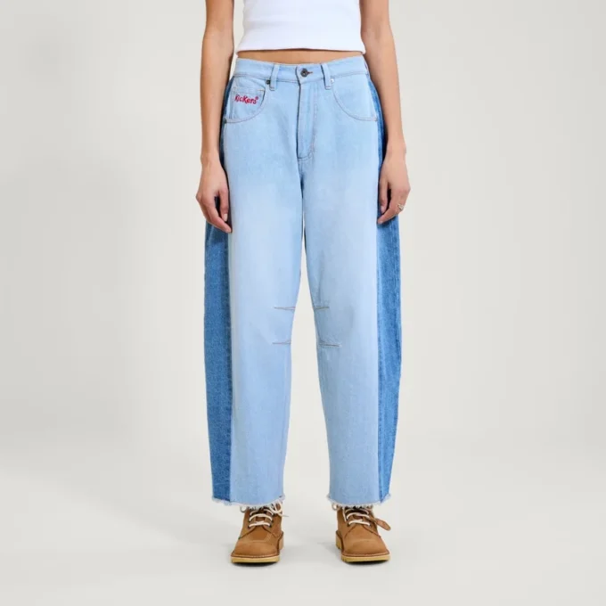 Γυναικείο τζιν Kickers Classic Wide Leg Barrel μπλε Γυναικείο τζιν Kickers Classic Wide Leg Barrel μπλε