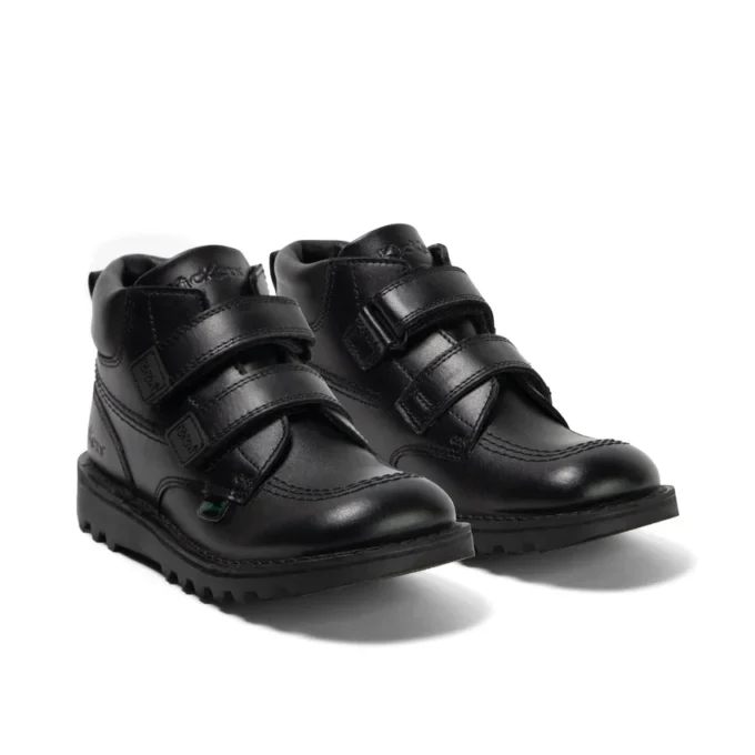 Junior Boys Kick Hi Roll Leather Black Junior Boys Kick Hi Roll Leather Black