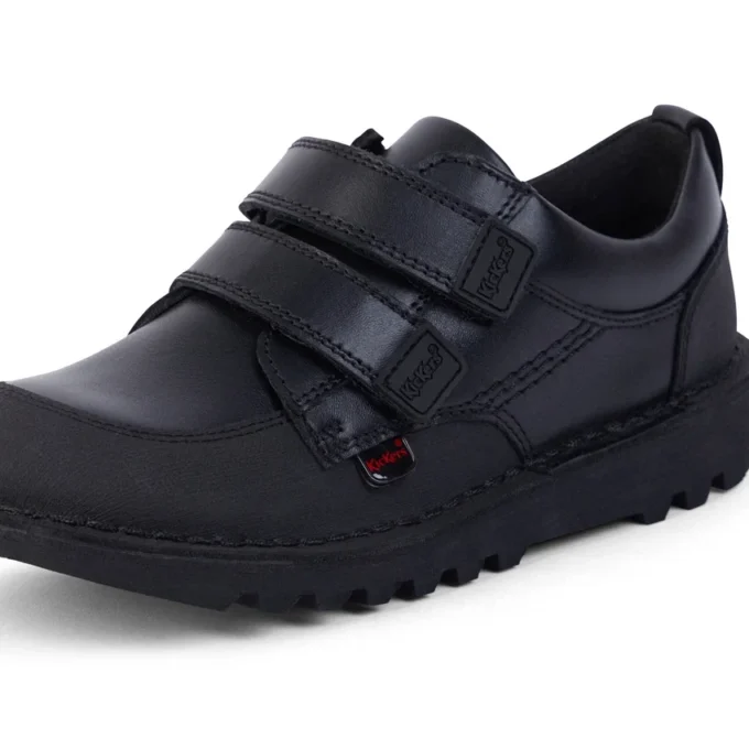 Junior Boys Kick Scuff Διπλό δέρμα Μαύρο