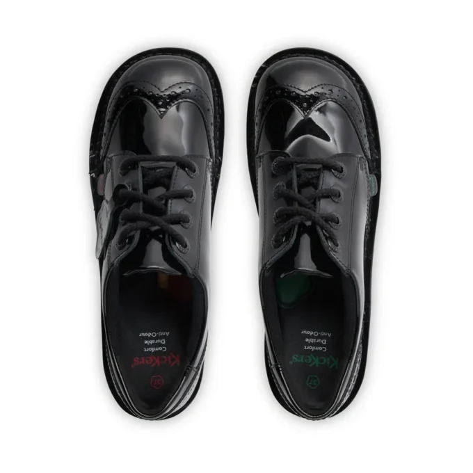 Junior Girls Kick Lo Brogue Patent Leather Black