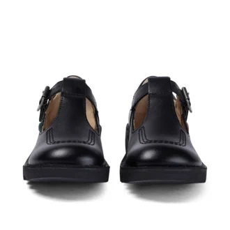 Junior Girls Kick T-Bar Leather Black