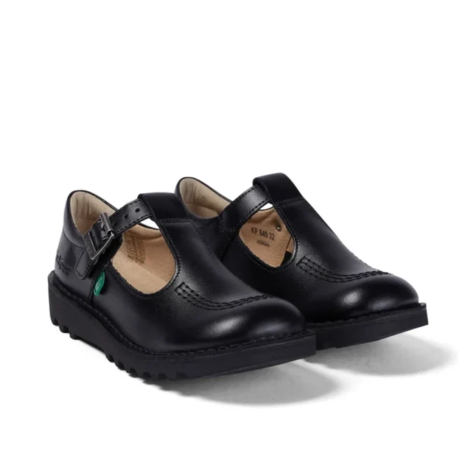 Junior Girls Kick T-Bar Leather Black Junior Girls Kick T-Bar Leather Black