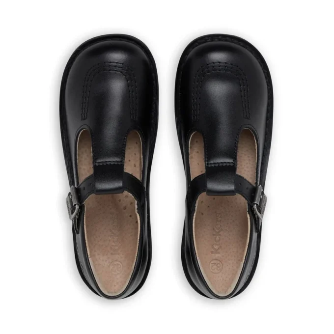 Junior Girls Kick T-Bar Leather Black Junior Girls Kick T-Bar Leather Black