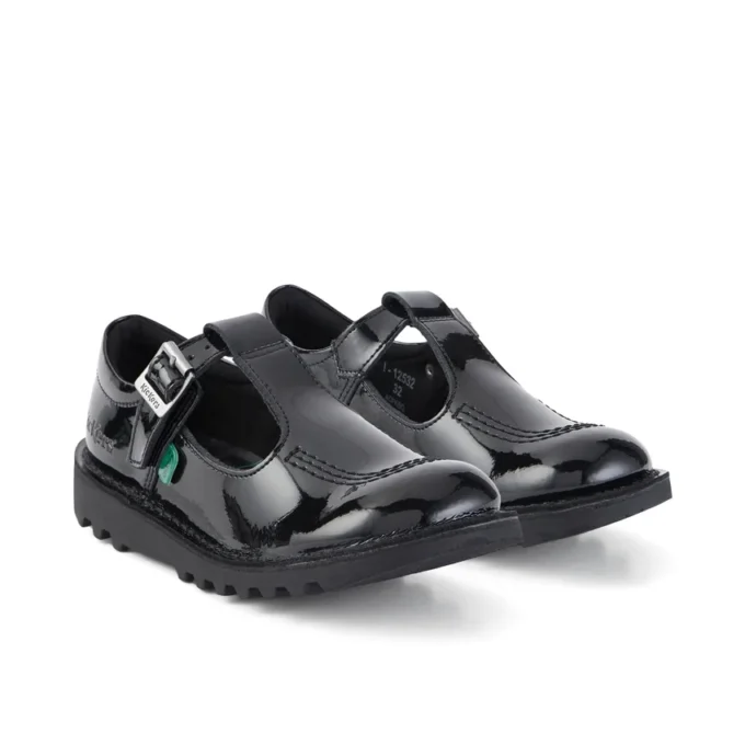 Junior Girls Kick T-Bar Patent Leather Black