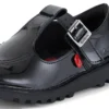 Junior Girls Kick T-Bar Patent Leather Black