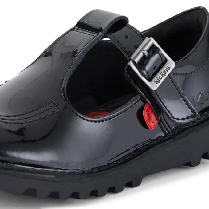 Junior Girls Kick T-Bar Patent Leather Black