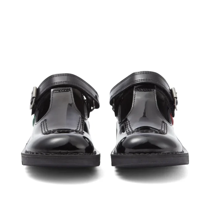 Junior Girls Kick T-Bar Vel Patent Leather Black Junior Girls Kick T-Bar Vel Patent Leather Black