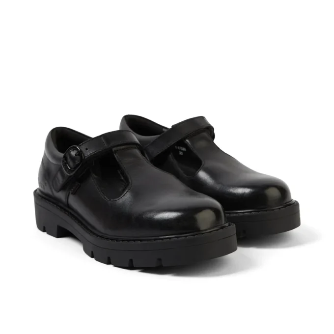 Junior Girls Kori T Bar Leather Black