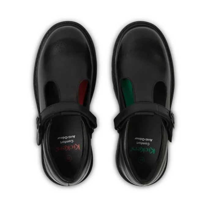Junior Girls Kori T Bar Leather Black
