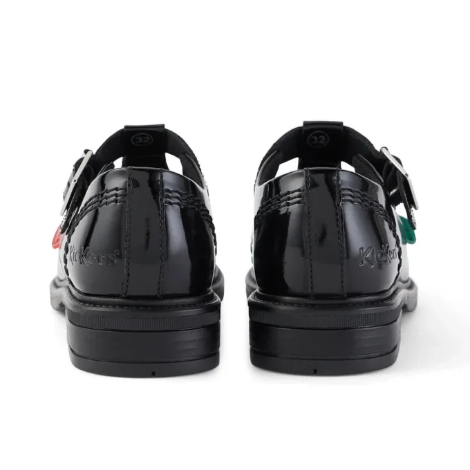 Junior Girls Lach T-Bar Patent Leather Black