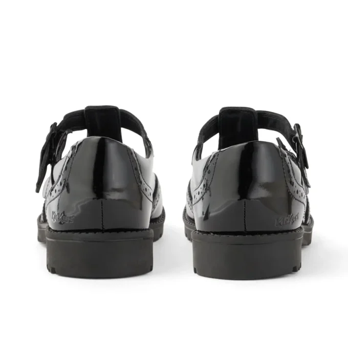 Junior Girls Lachly Brogue T-Bar Patent Leather Black