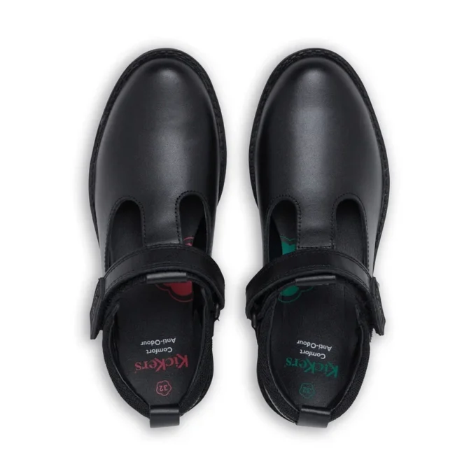 Junior Girls Lachly T-Bar Leather Black Junior Girls Lachly T-Bar Leather Black