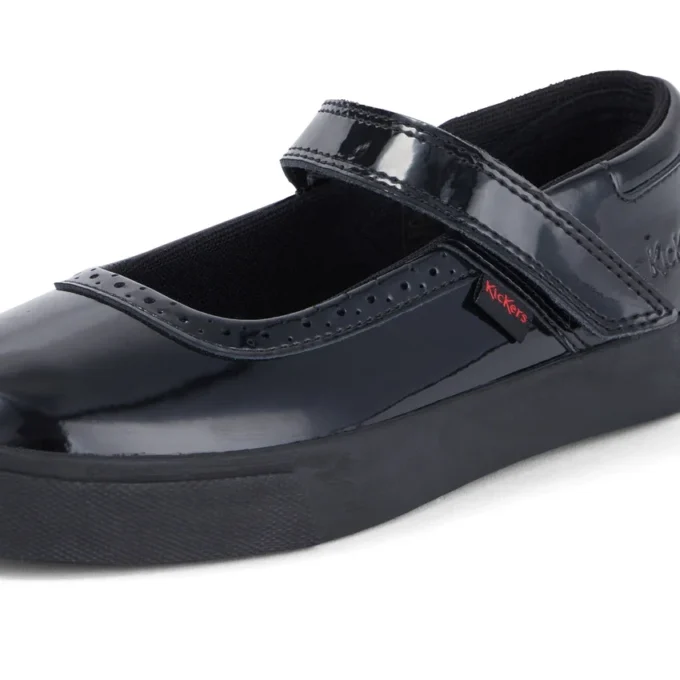Junior Girls Tovni Brogue MJ Patent Leather Black