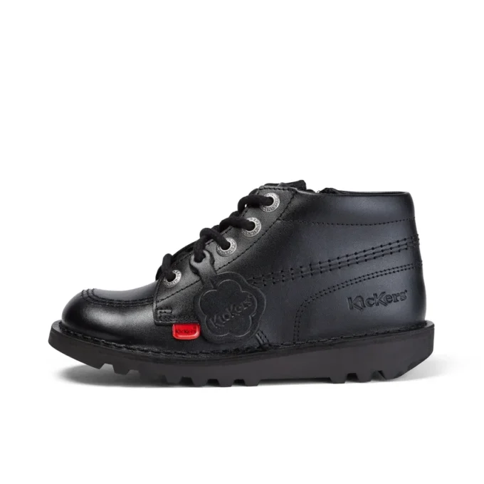 Junior Unisex Kick Hi Zip Leather Black Junior Unisex Kick Hi Zip Leather Black