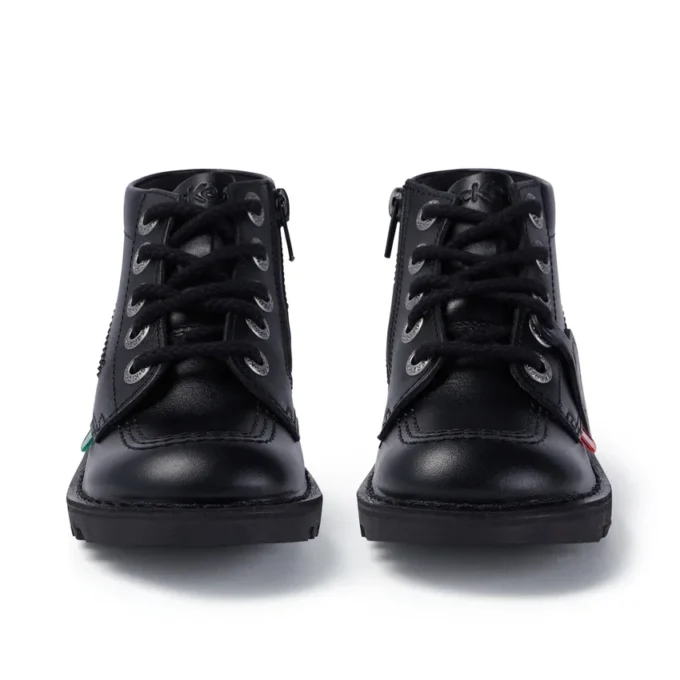 Junior Unisex Kick Hi Zip Leather Black Junior Unisex Kick Hi Zip Leather Black