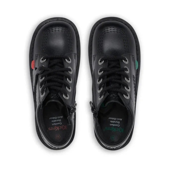 Junior Unisex Kick Hi Zip Leather Black Junior Unisex Kick Hi Zip Leather Black