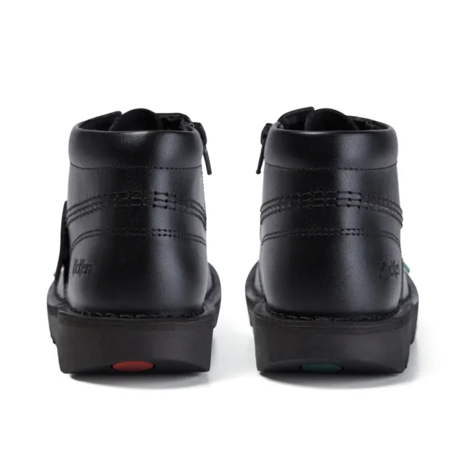 Junior Unisex Kick Hi Zip Leather Black Junior Unisex Kick Hi Zip Leather Black