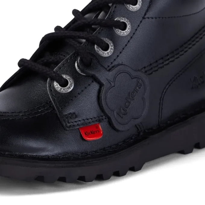 Junior Unisex Kick Hi Zip Leather Black Junior Unisex Kick Hi Zip Leather Black