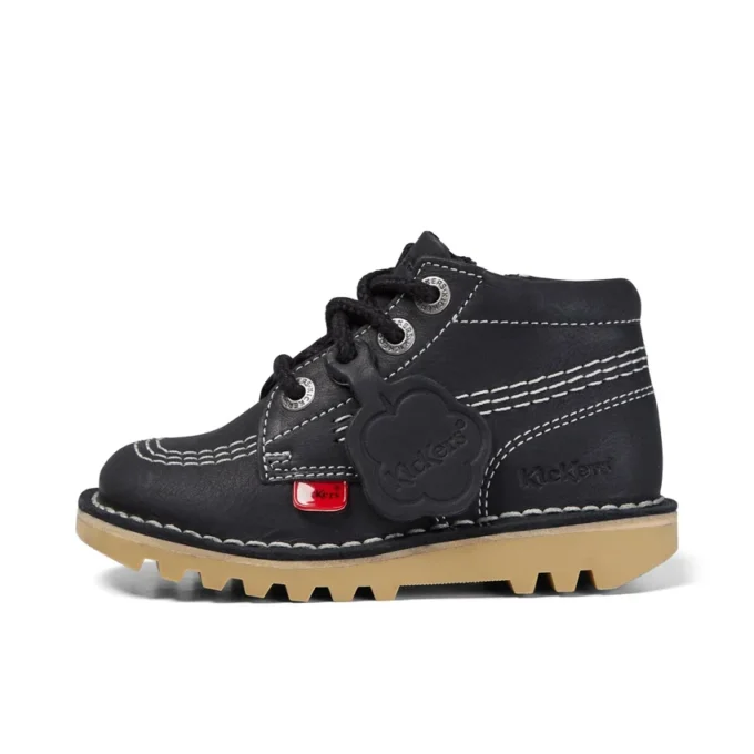 Junior Unisex Kick Hi Zip Leather Μαύρο/Λευκό