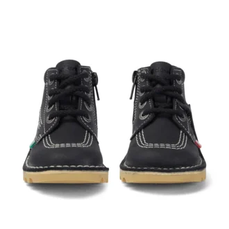 Junior Unisex Kick Hi Zip Leather Μαύρο/Λευκό