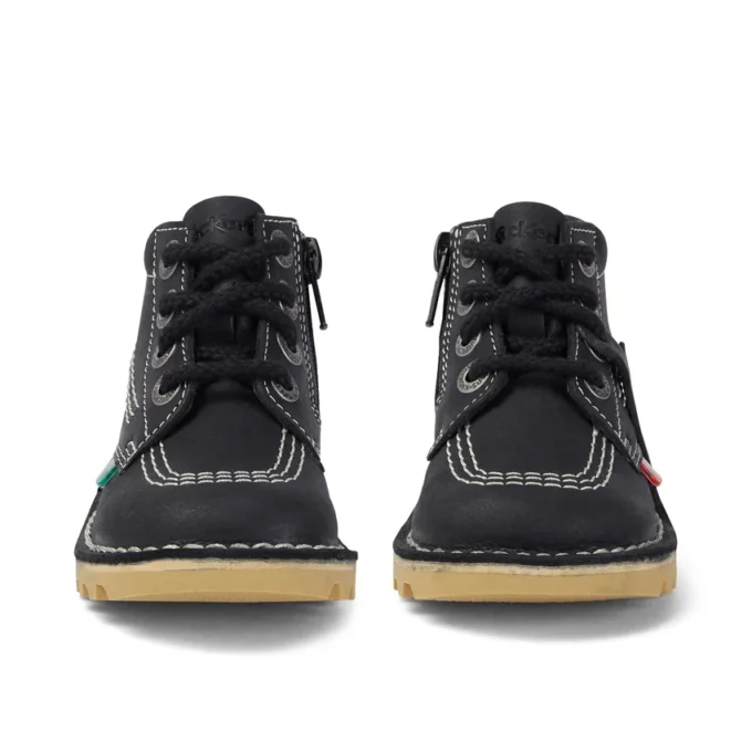 Junior Unisex Kick Hi Zip Leather Μαύρο/Λευκό
