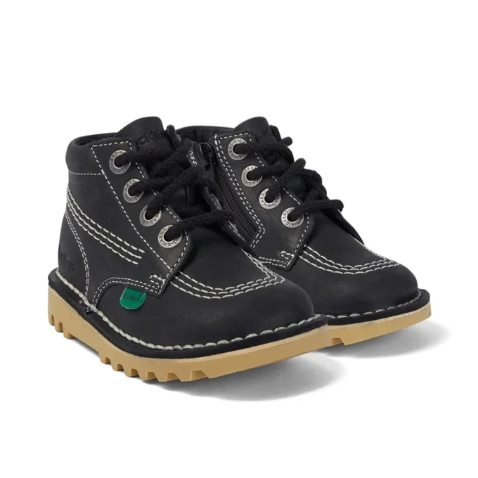 Junior Unisex Kick Hi Zip Leather Μαύρο/Λευκό