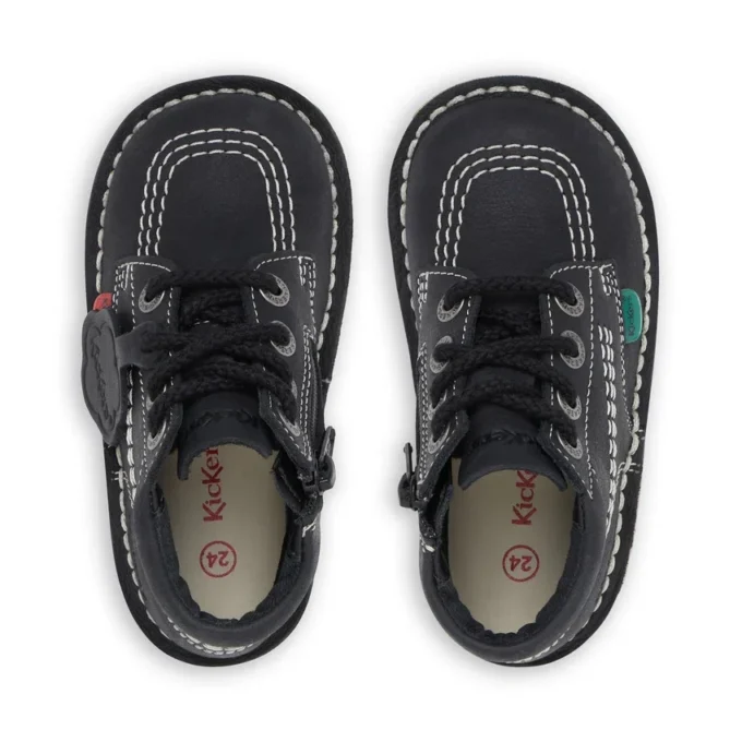 Junior Unisex Kick Hi Zip Leather Μαύρο/Λευκό