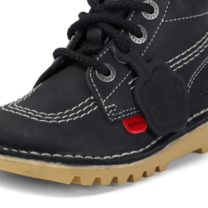 Junior Unisex Kick Hi Zip Leather Μαύρο/Λευκό