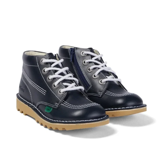 Junior Unisex Kick Hi Zip Leather Navy Junior Unisex Kick Hi Zip Leather Navy