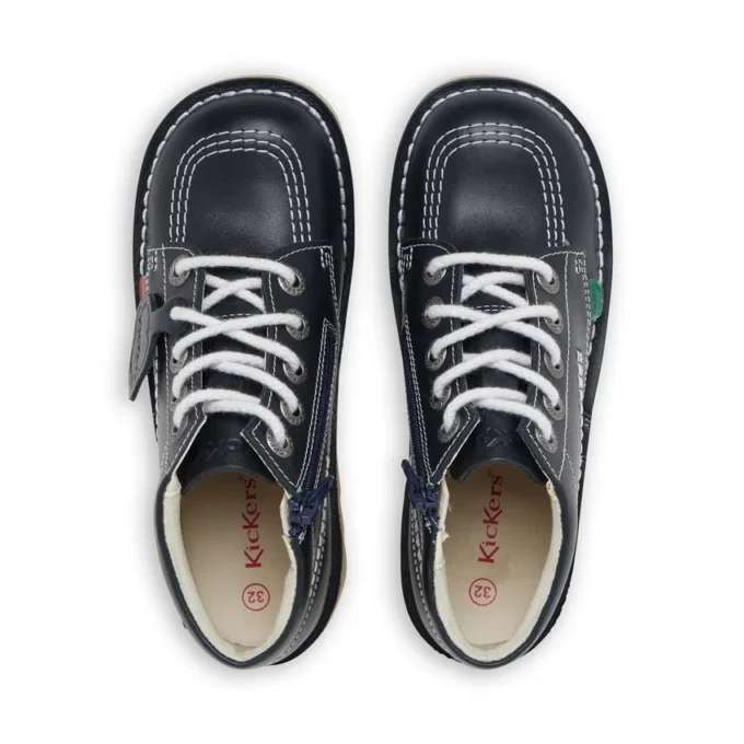 Junior Unisex Kick Hi Zip Leather Navy Junior Unisex Kick Hi Zip Leather Navy