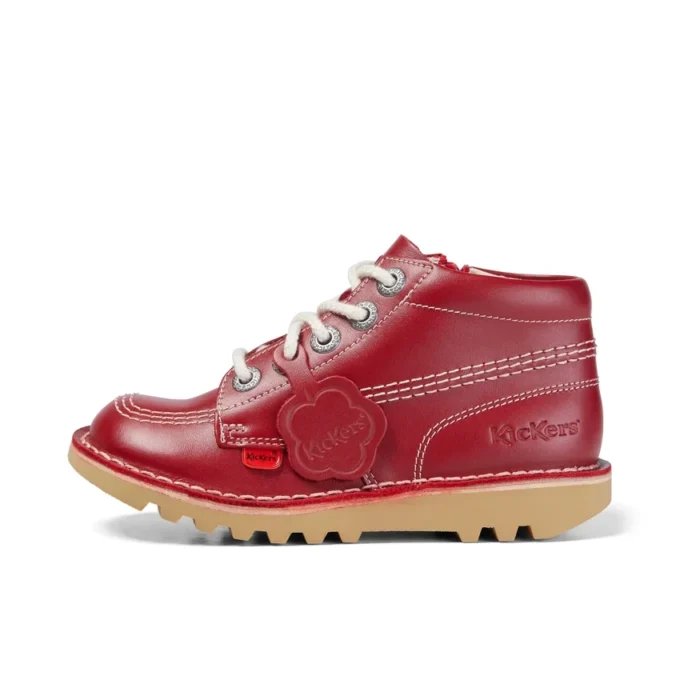Junior Unisex Kick Hi Zip Leather Red Junior Unisex Kick Hi Zip Leather Red