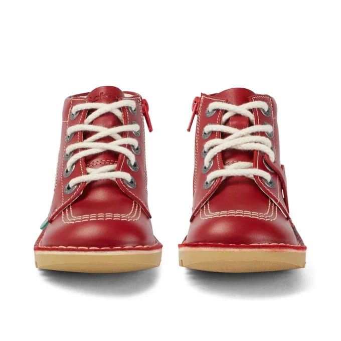 Junior Unisex Kick Hi Zip Leather Red Junior Unisex Kick Hi Zip Leather Red