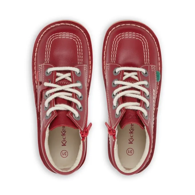 Junior Unisex Kick Hi Zip Leather Red Junior Unisex Kick Hi Zip Leather Red