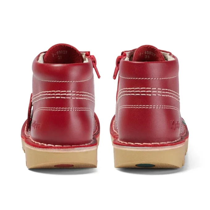 Junior Unisex Kick Hi Zip Leather Red Junior Unisex Kick Hi Zip Leather Red