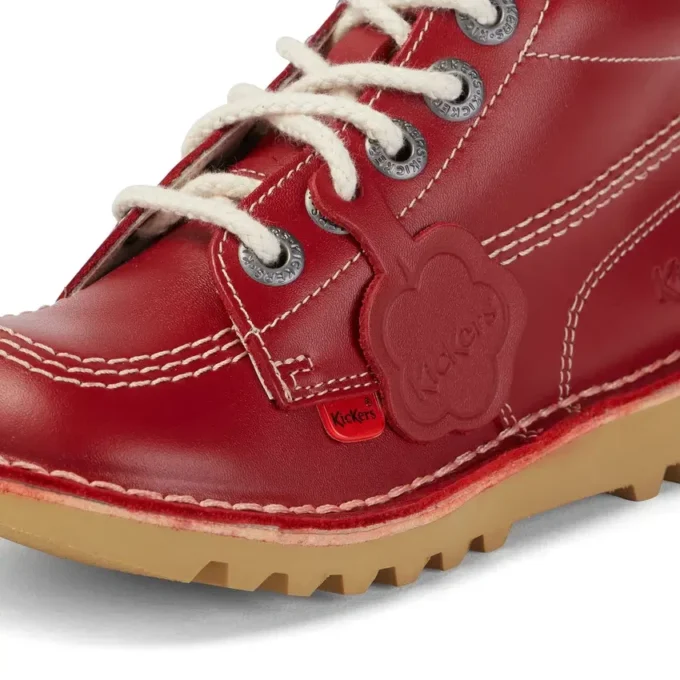 Junior Unisex Kick Hi Zip Leather Red Junior Unisex Kick Hi Zip Leather Red