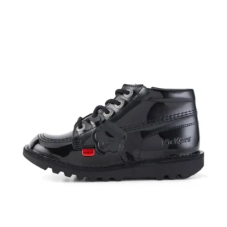 Junior Unisex Kick Hi Zip Patent Leather Black