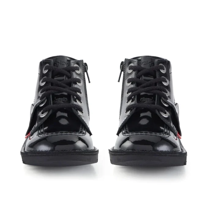 Junior Unisex Kick Hi Zip Patent Leather Black Junior Unisex Kick Hi Zip Patent Leather Black
