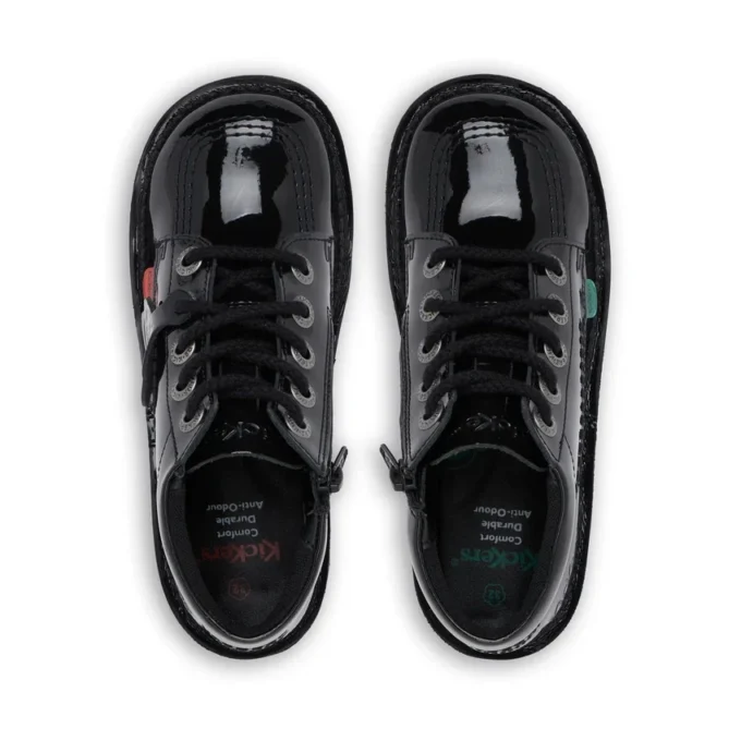 Junior Unisex Kick Hi Zip Patent Leather Black Junior Unisex Kick Hi Zip Patent Leather Black
