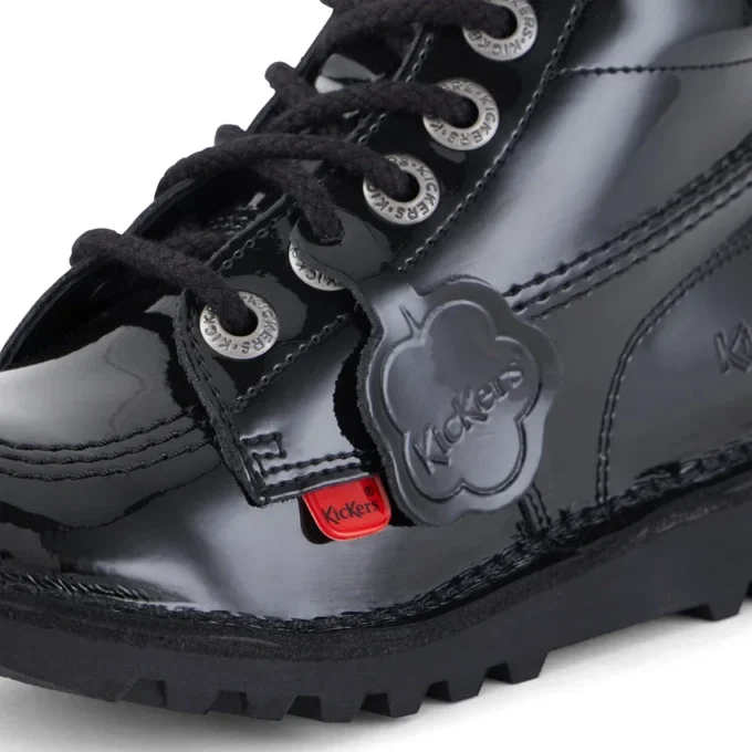 Junior Unisex Kick Hi Zip Patent Leather Black Junior Unisex Kick Hi Zip Patent Leather Black