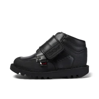 Kick Mid Scuff για μικρά αγόρια, δέρμα, μαύρο
