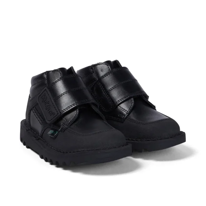 Kick Mid Scuff για μικρά αγόρια, δέρμα, μαύρο