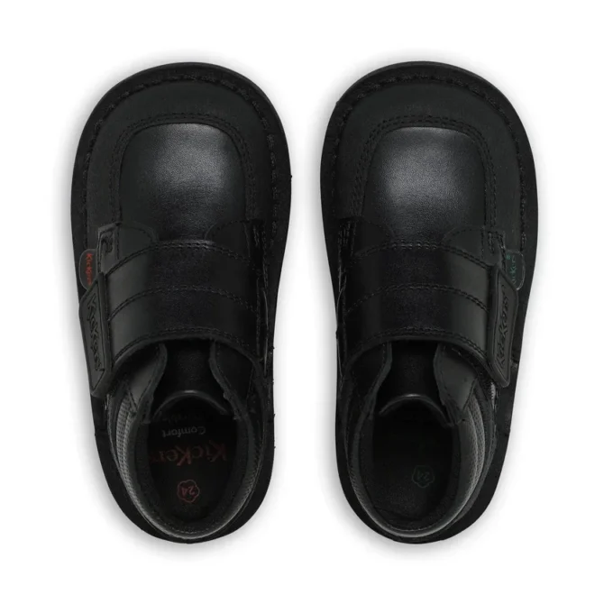 Kick Mid Scuff για μικρά αγόρια, δέρμα, μαύρο